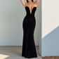 V-neck Velvet Tube Dress Figure-hugging Evening Gown Maxi Dress