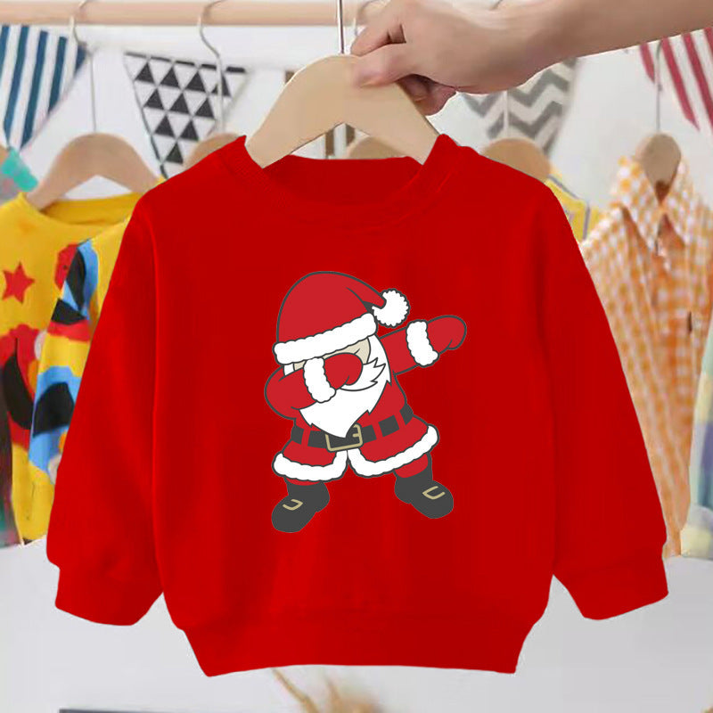 Pull pour enfant imprimé Père Noël, bonhomme de neige, élan