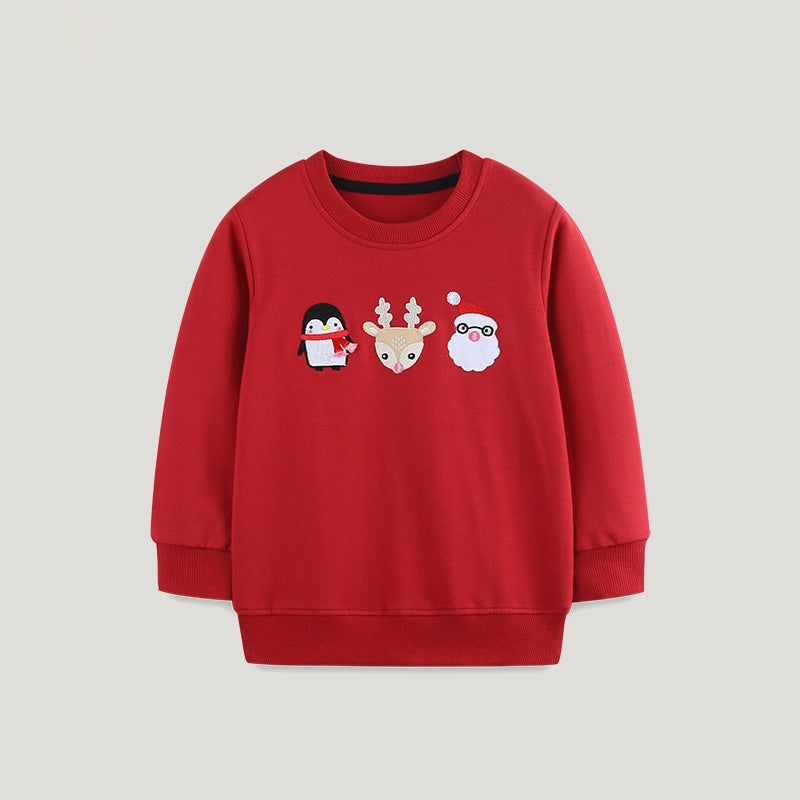 Pull en coton tricoté à col rond pour enfants, modèles d'automne, broderie de dessin animé