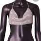 Women's Fashion Metal Super Flash Rhinestone Chain Halter Tube Top Sling