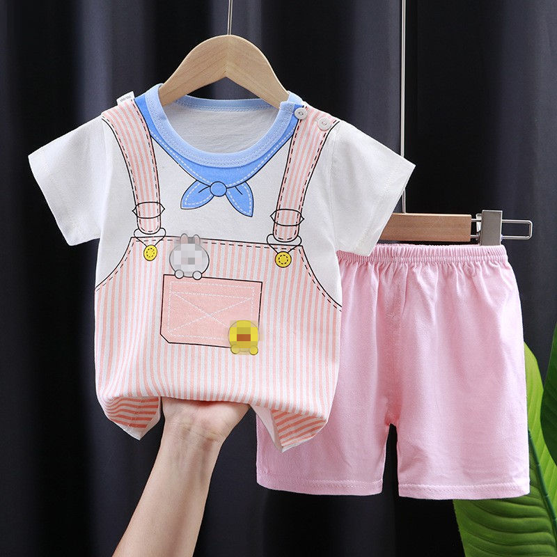 Ensemble t-shirt d'été à manches courtes pour enfant en pur coton