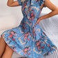 Dignified Flowers Lace-up Waist-controlled Large Hem Pleated Skirt