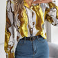 Casual Contrast Color Striped Shirt Suit Collar Long Sleeve Shirt