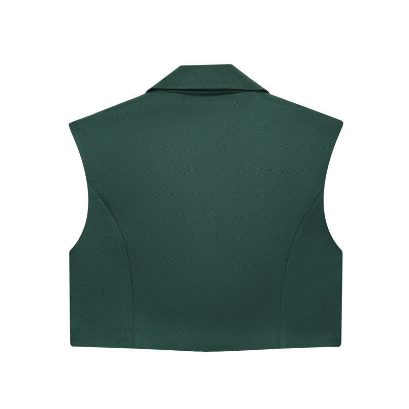 Fashion Short Lapel Vest Wide-leg Pants