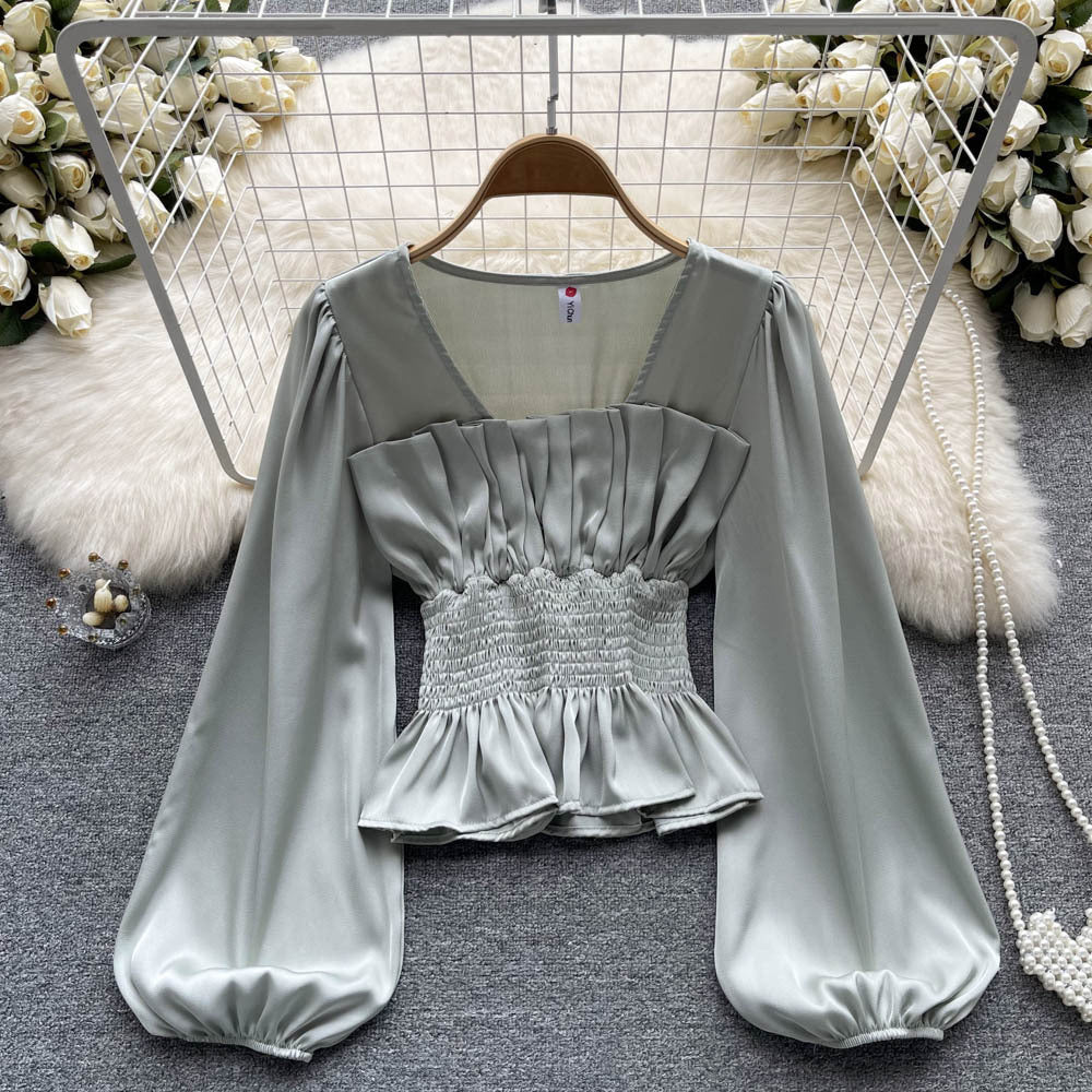 Women's Fashion Style Square Collar Shirt Top