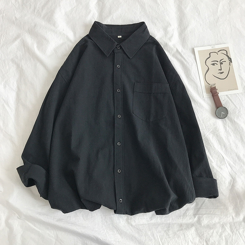 Fashionable Loose Plus Fat Plus Size White Handsome Shirt