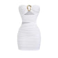 Fashionable Womens Strapless Metal-Embellished Hollow-Out Dress