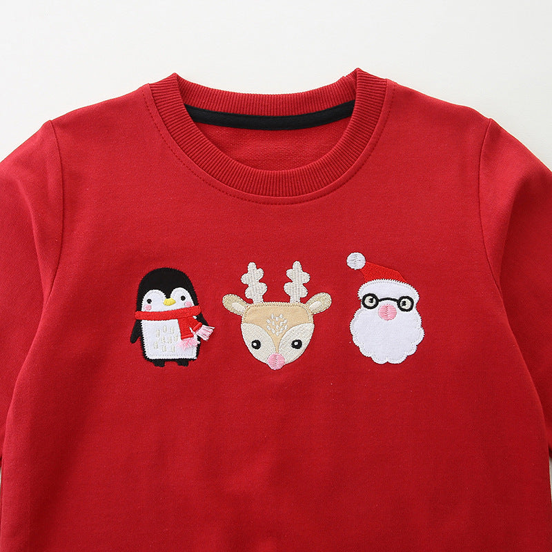 Pull en coton tricoté à col rond pour enfants, modèles d'automne, broderie de dessin animé