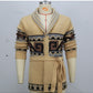 Jacquard Belt Cardigan Outdoor Sweater Coat