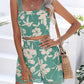 New Summer Floral Print Suspender Top And Shorts