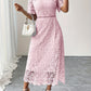 Round Neck Water Soluble Lace Short Sleeve Hollow Lace Elegant Long Dress