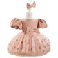 Girls' Dress Birthday Bow Puff Sleeve Puffy Gauze Princess Dres Children Dinner Suit