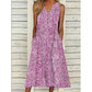 V-neck Floral Long Loose Sleeveless Women's Clothing Dress