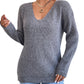 Pull col V pour femme, vêtement d'hiver style streetwear, style années 2000, style bandage, en cachemire, de haute qualité, tendance