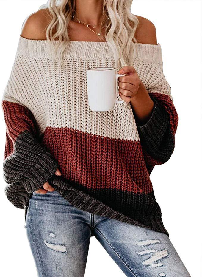 Tricots à rayures et patchwork décontractés et amples pour femmes