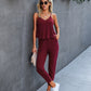 Women's Halter Solid Color Pocket Jumpsuit