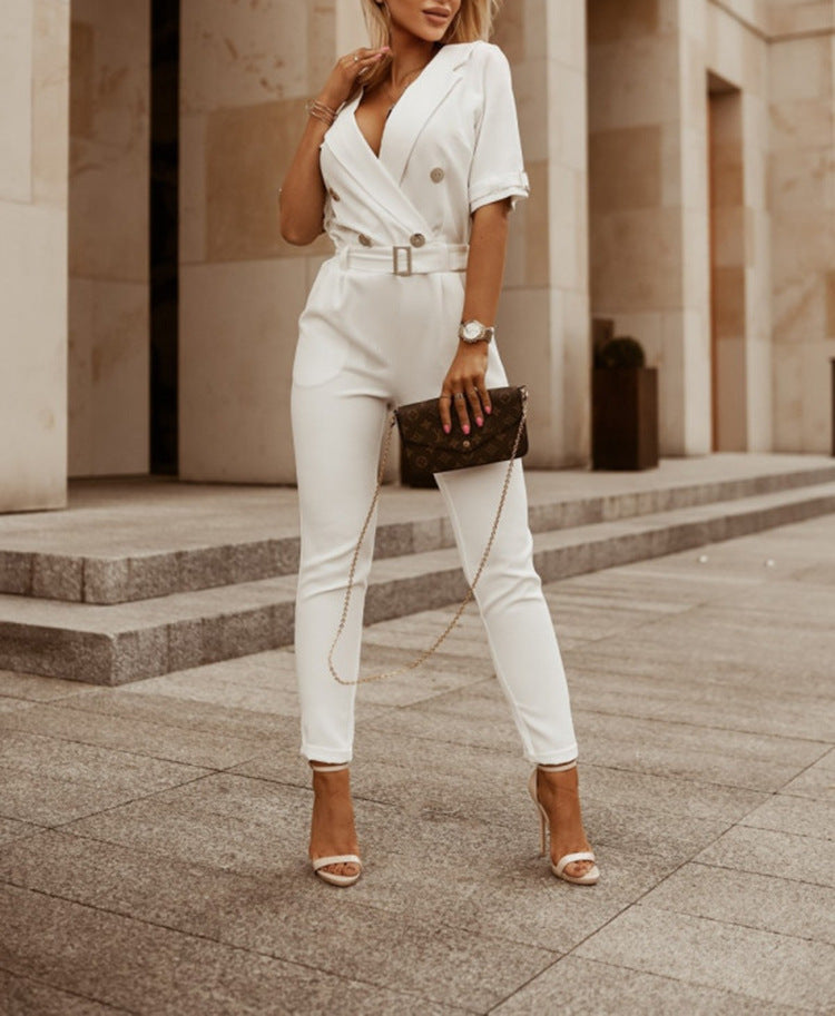 Combinaison slim à col sur mesure pour femme