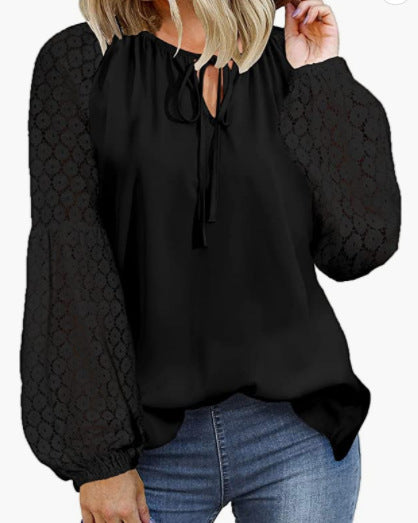 Lace Stitching Lace Loose T-shirt