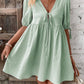Loose-fit Woven Deep V-neck Designer Tie-front A-line Dress