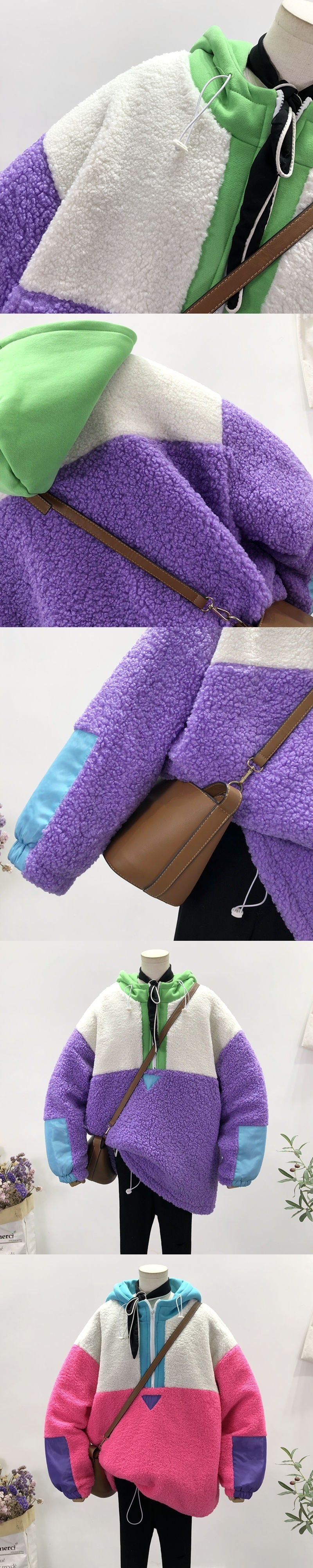 Pull ample à capuche en laine de style coréen pour femme