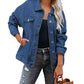 Women's Oversized Short Shawl Denim Jacket