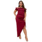 Off-the-shoulder Design Irregular Slim Feather Dress
