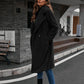 Trench-coat mi-pelucheux à simple boutonnage Manteau en laine d'agneau à col ample