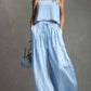 Womens Two-piece Set Loose-fitting Vest And Wide-leg Pants