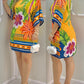 Women's Round-neck Tropical Printing Half-sleeved Casual Dress