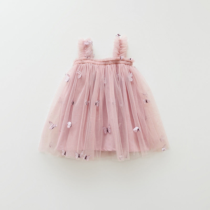 Butterfly Embroidery Mesh Girls' Braces Skirt