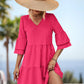 Women's Fashion Temperament Double-layer Bell Sleeve V-neck Doll Type Dress