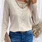 Lace Patchwork Round Neck Women's Long-sleeved T-shirt
