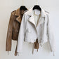 Veste courte en cuir pour femme printemps-automne