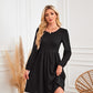 Robe trapèze à manches longues et col rond avec poche