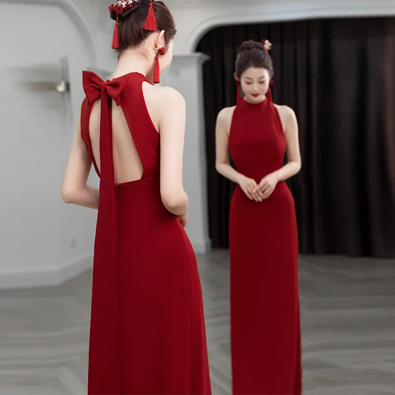 Women's Banquet Neck Hanging Evening Dress