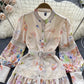 Ethnic Style Waist Slimming Hollow-out Elegant Long Sleeve Dress