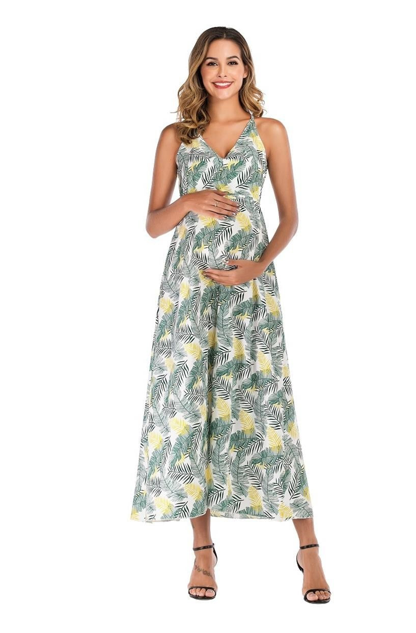 Vêtements de maternité d'été Jupe longue imprimée de maternité