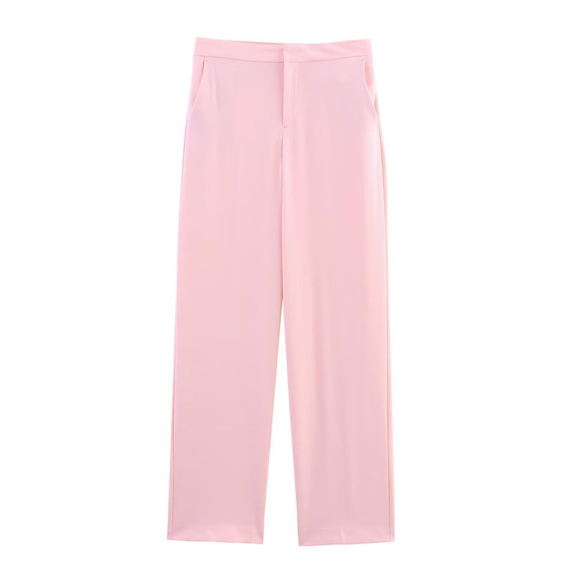 Cuff Suit Jacket Elegant Straight-leg Trousers Suit