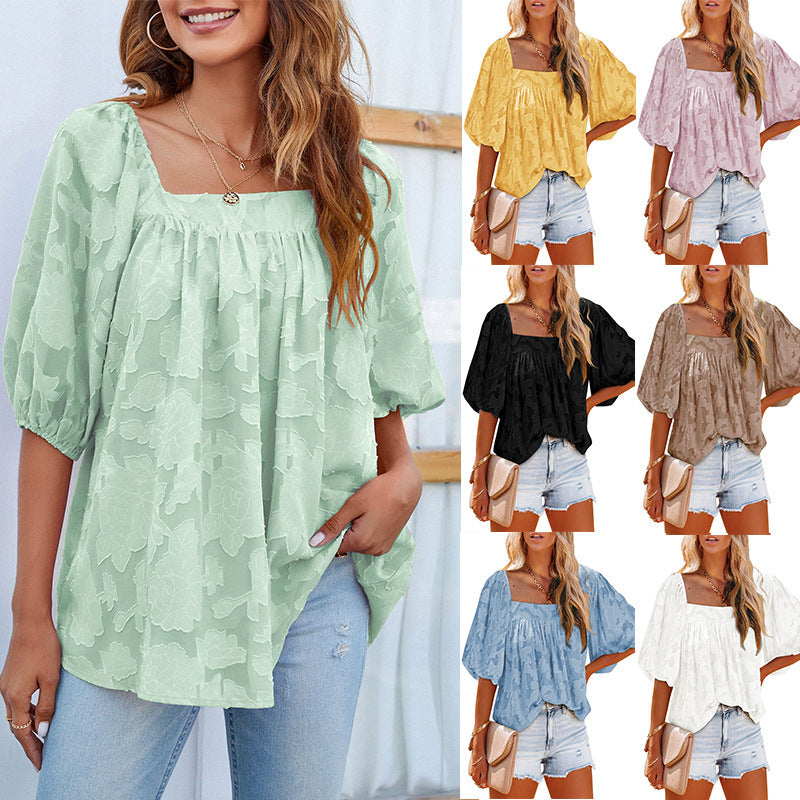 Ladies New Chiffon Floral Cutout Top