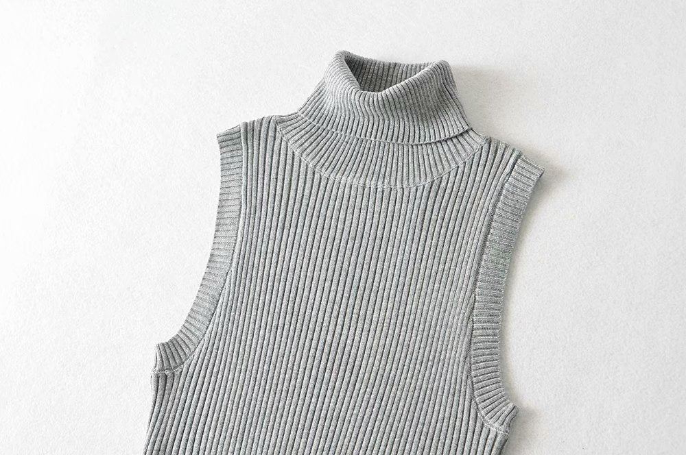 New European and American slim-fitting high-neck thick knitted T-shirt