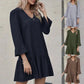 Robe ample à col montant pour femme, couleur unie, plissée, en coton et lin