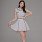 Women's Slim Fit Sleeveless Top Show Waist Mini Skirt Suit