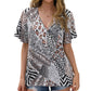 Loose Casual Leopard Print V-neck Short Sleeves