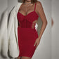 Womens Hollowed-Out Cross-Tie Underwire Fishbone Slimming Camisole Dress
