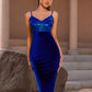 Hanging Strap Highlighter Style Velvet Dress