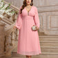 Plus Size Dress Women's V-neck Long Sleeve