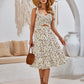 Printed Smocking Hollow Out Bundle Shoulder Strap Dress Women
