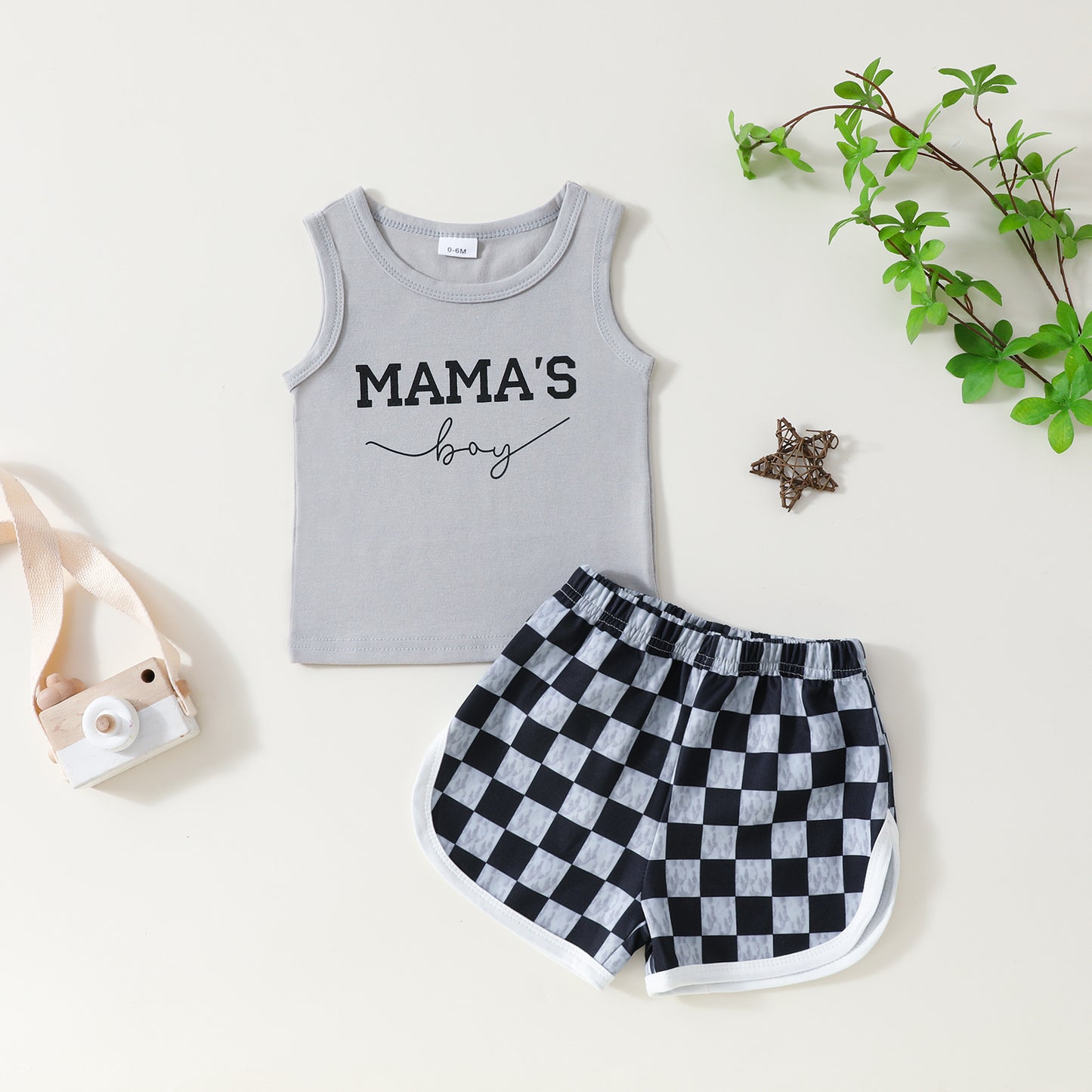 Ensemble deux pièces haut sans manches et short à carreaux pour bébé et tout-petit