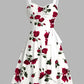 Vintage Rose Print Midi Dress With Belt