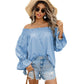 Off-shoulder Bell Sleeve Solid Color Chiffon Women's Top